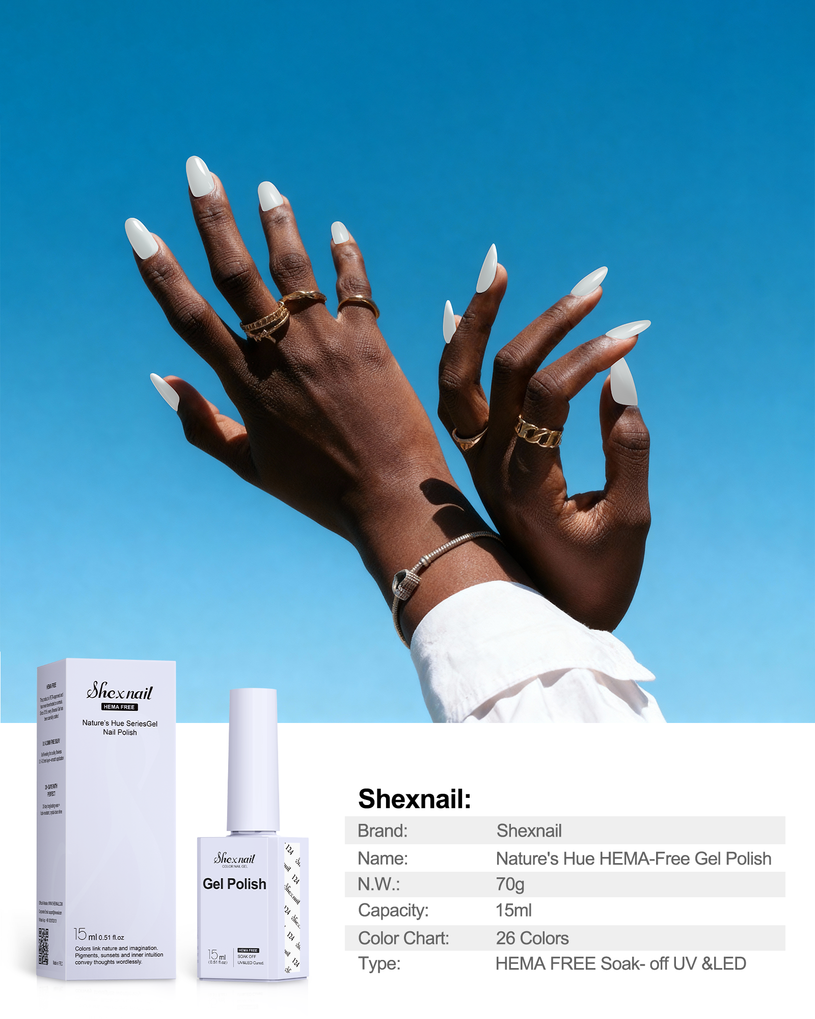Nature's Hue HEMA-Free Gel Polish #124 White