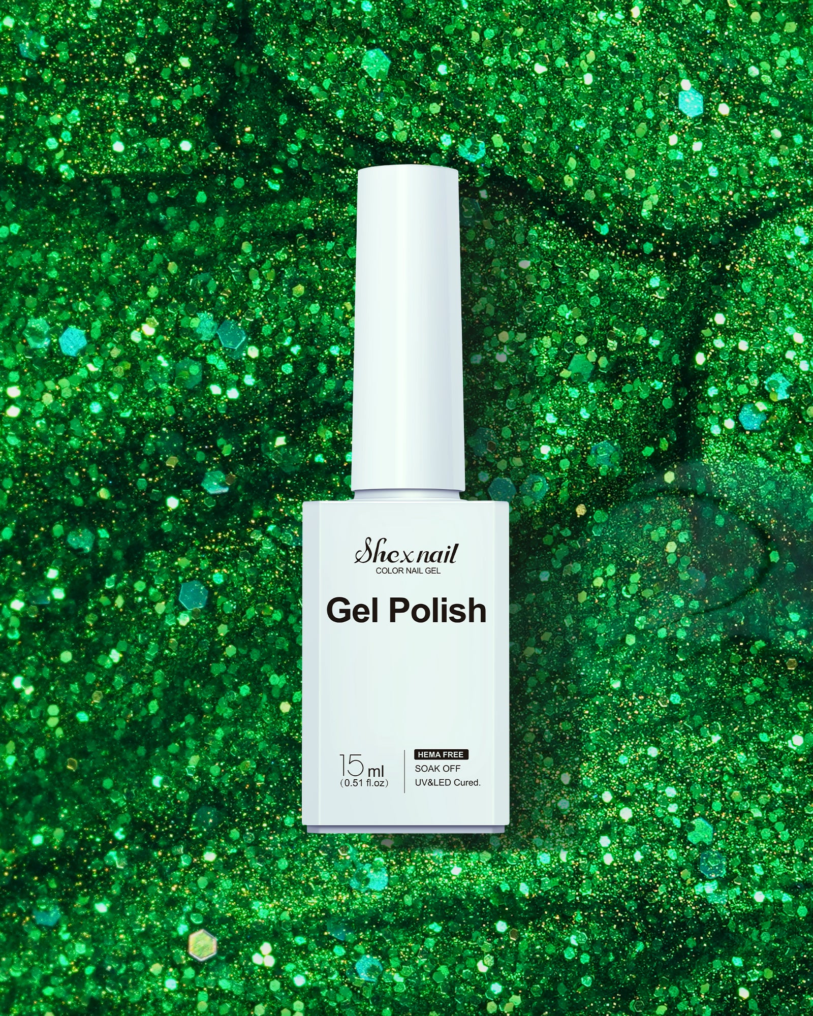 HEMA-FREE - Gel Polish #G449 Green Glitter 15ML