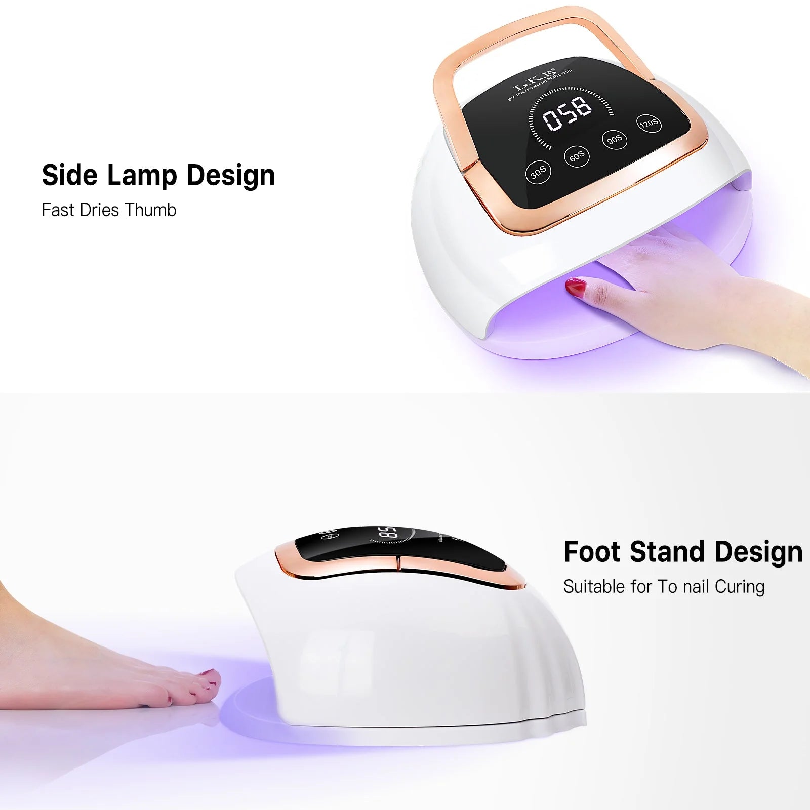 LKENail S7 UV LED Nail Lamp – Eco - Friendly Gel Curing with Smart Sensor & LCD Touchscreen - LKEnail