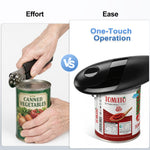 Automatic Electric Can Opener for Seniors & Arthritis, One-Touch Hands-Free Operation, Fits All Can Shapes, Smooth Edge, Battery Powered Portable Kitchen Gadget