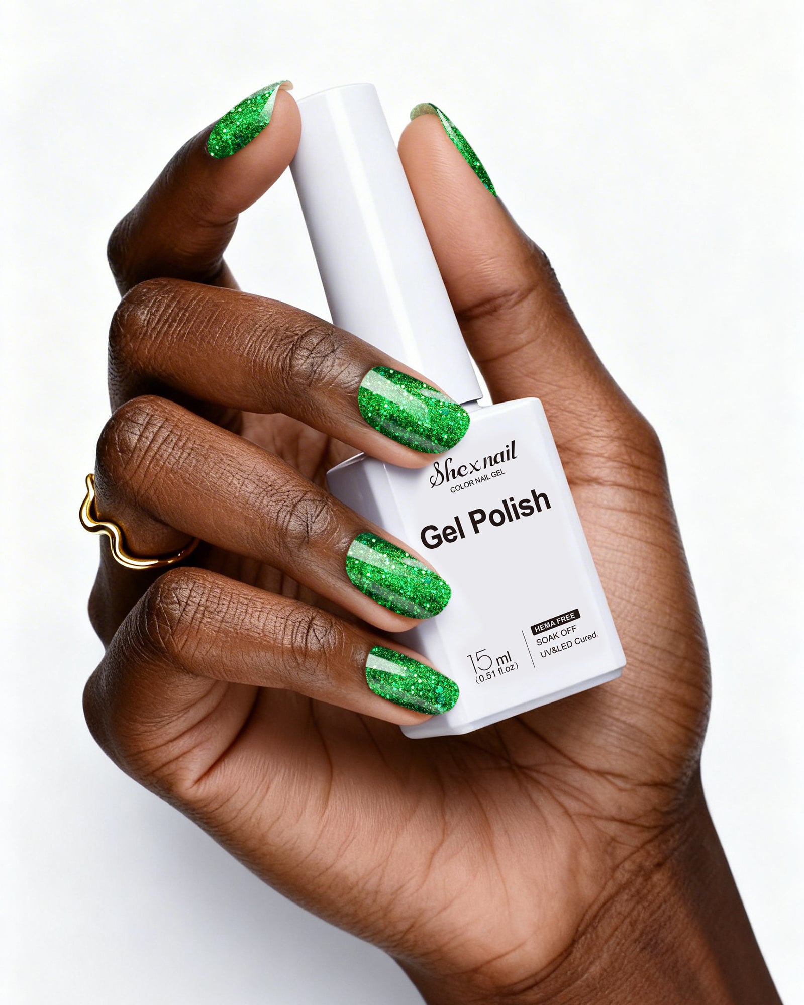 HEMA-FREE - Gel Polish #G449 Green Glitter 15ML