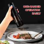 Electric Salt and Pepper Grinder Set - Battery Operated Spice Mills with Adjustable Coarseness, LED Light, Automatic Spice Grinder for Kitchen Appliance, with Cleaning Brush and Stand, Home Cooking