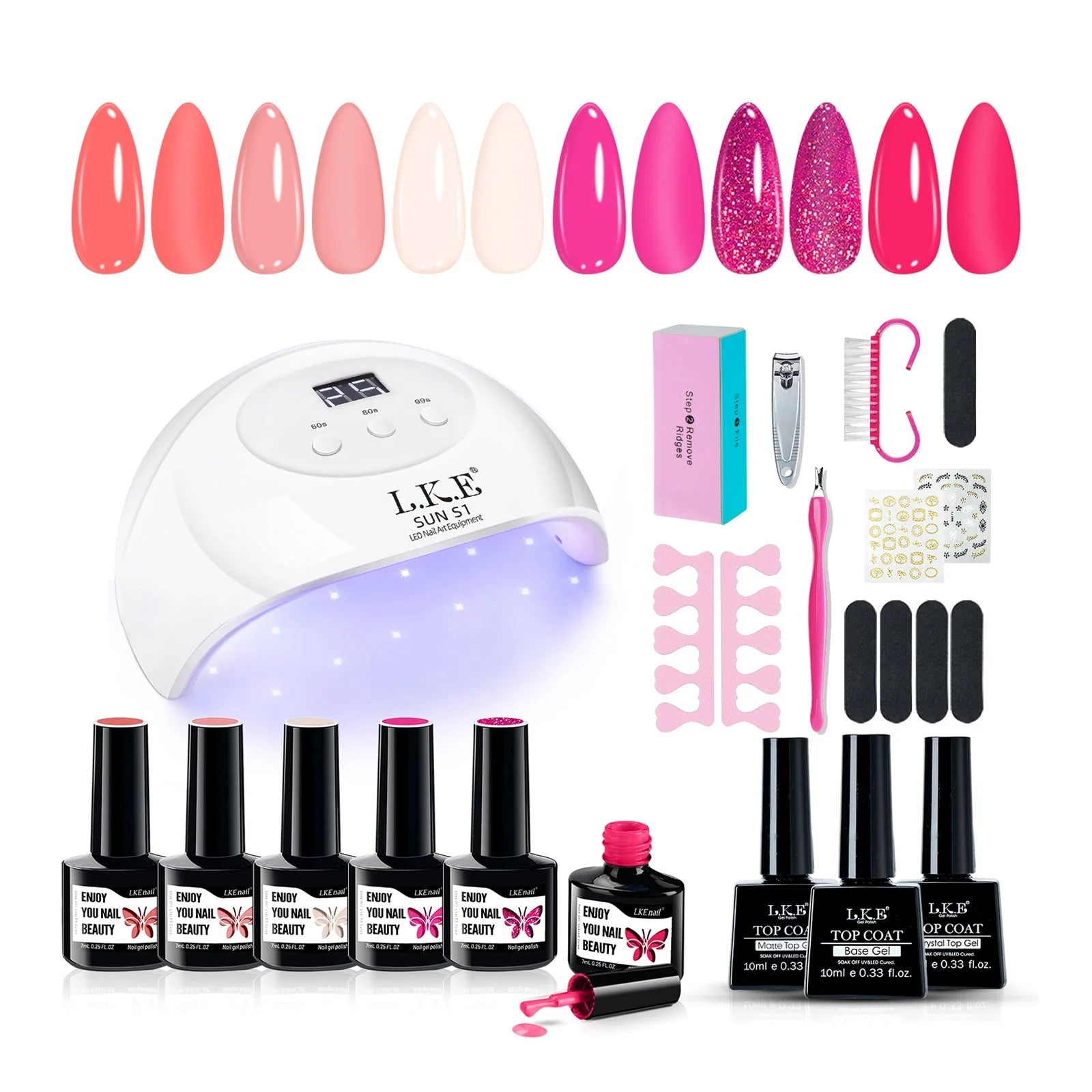 LKEnail Peachberry Twilight - 6 Color Nail Gel Kit - LKEnail