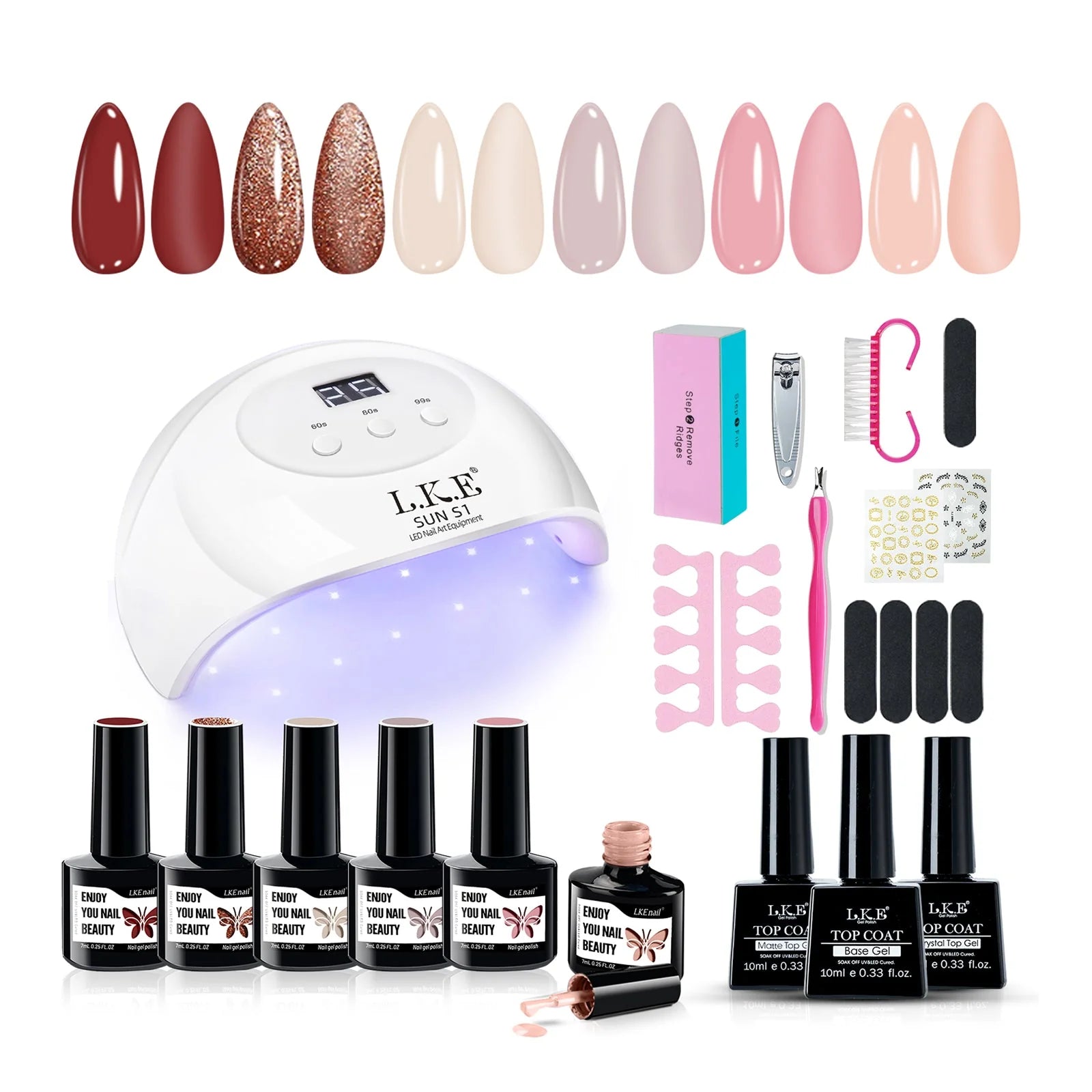 LKEnail Velvet Blush - 6 Color Nail Gel Kit - LKEnail